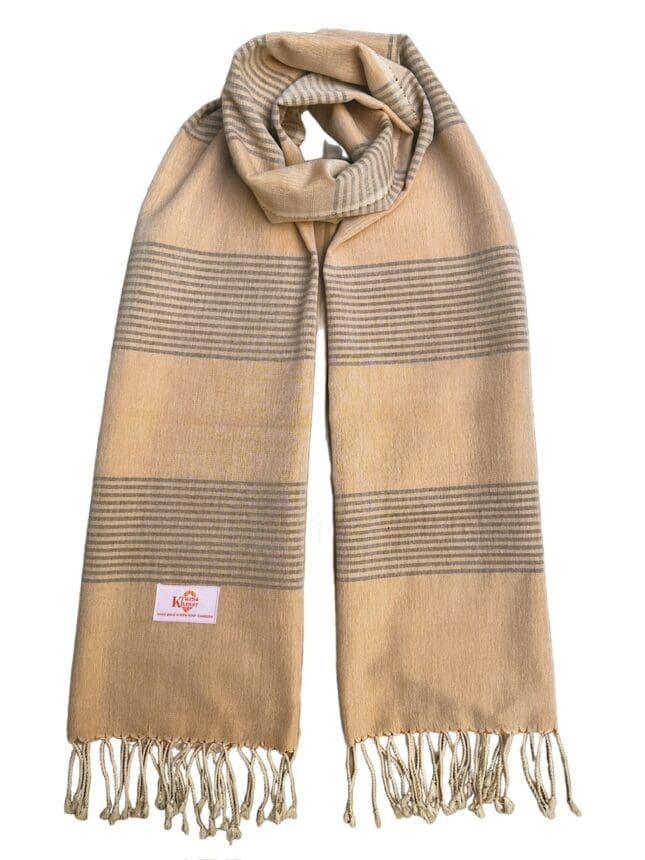 Echarpe foulard coton Krama du Cambodge Kokir ecru XL 54x200 cm