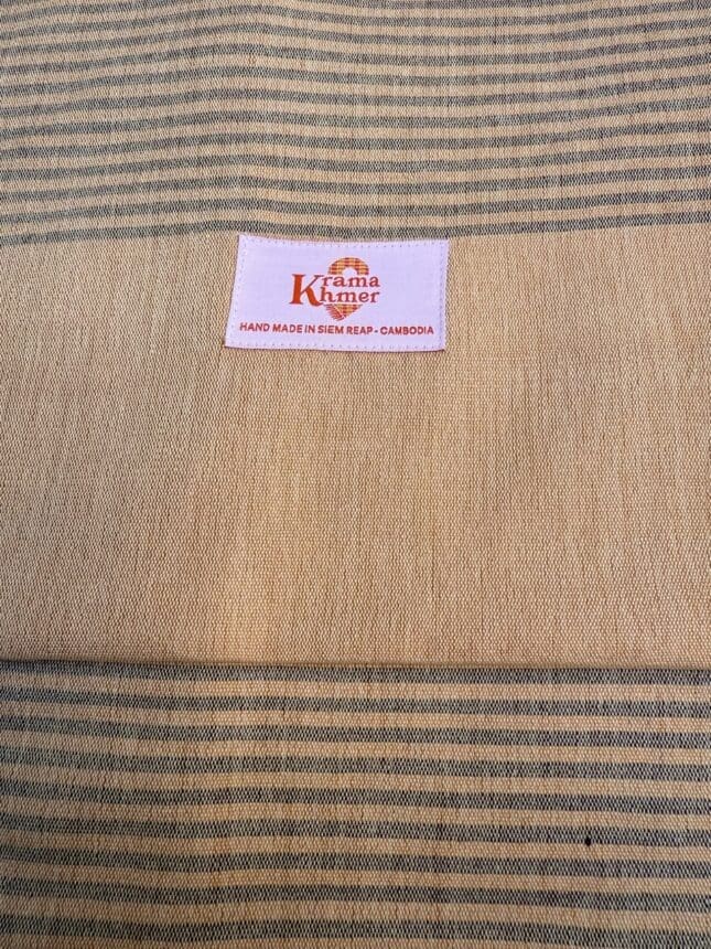 Echarpe foulard coton Krama du Cambodge Kokir ecru XL 54x200 cm