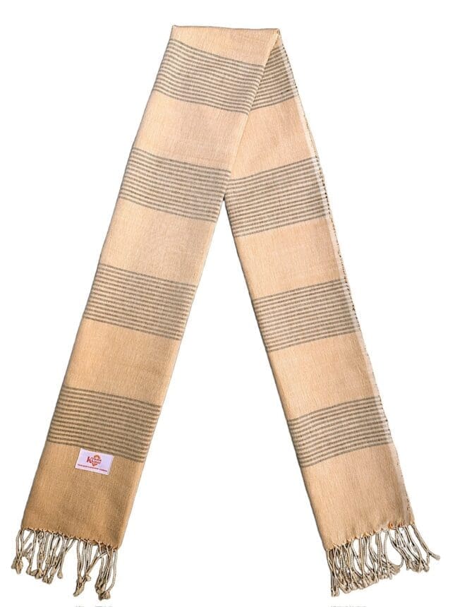 Echarpe foulard coton Krama du Cambodge Kokir ecru XL 54x200 cm