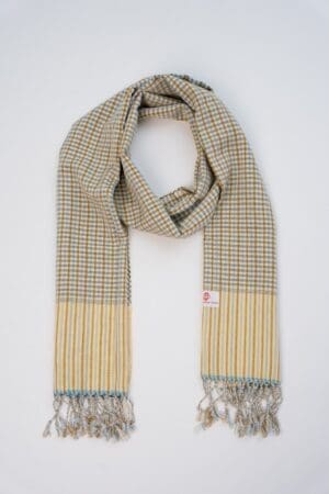 Echarpe foulard coton Krama du Cambodge Kampong jaune