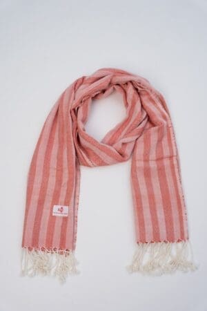 Cotton scarf headscarf Krama from Cambodia Peam pink and white