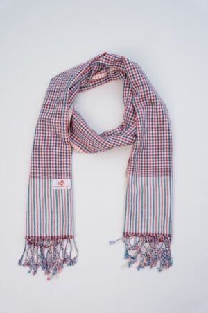 Echarpe foulard coton Krama du Cambodge Phnompenh rouge