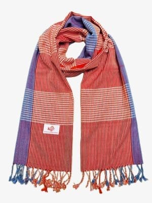 Cotton scarf headscarf Krama from Cambodia Siem red purple and orange