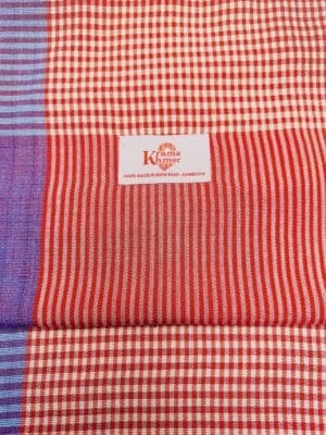 Echarpe foulard coton Krama du Cambodge Siem rouge orange violet