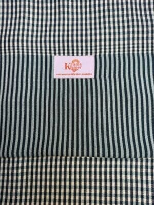 Echarpe foulard coton Krama du Cambodge Sihanouk bleu foncé