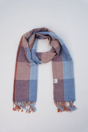 Echarpe foulard coton Krama du Cambodge Suong violet orange et bleu