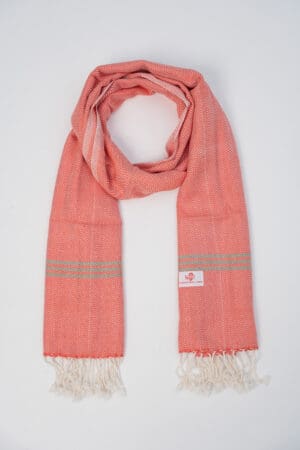 Cotton scarf headscarf Krama from Cambodia Aun bright pink and grey