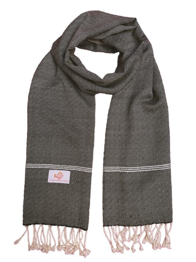 Echarpe foulard coton Krama du Cambodge Bacha noir XL 55x200 cm