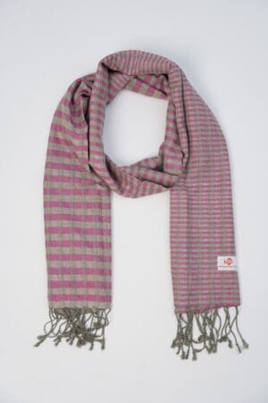 Cotton scarf headscarf Krama from Cambodia Bart pink and grey