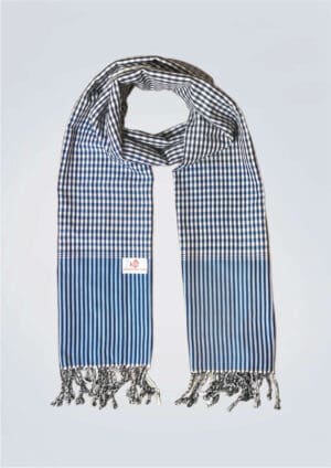 Echarpe foulard coton Krama du Cambodge Tek bleu