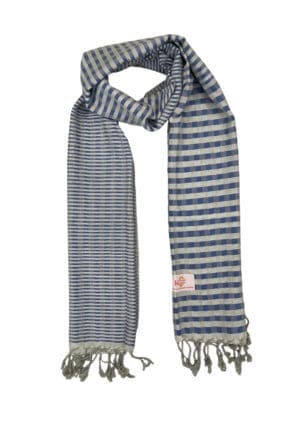 Echarpe foulard coton Krama du Cambodge Svakom Bleu Jeans XL 55x200 cm