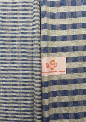 Echarpe foulard coton Krama du Cambodge Svakom Bleu Jeans XL 55x200 cm