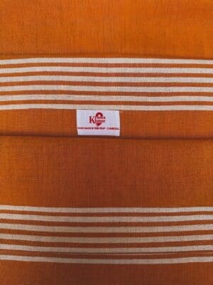 Echarpe foulard coton Krama du Cambodge Tukrauch orange et blanc
