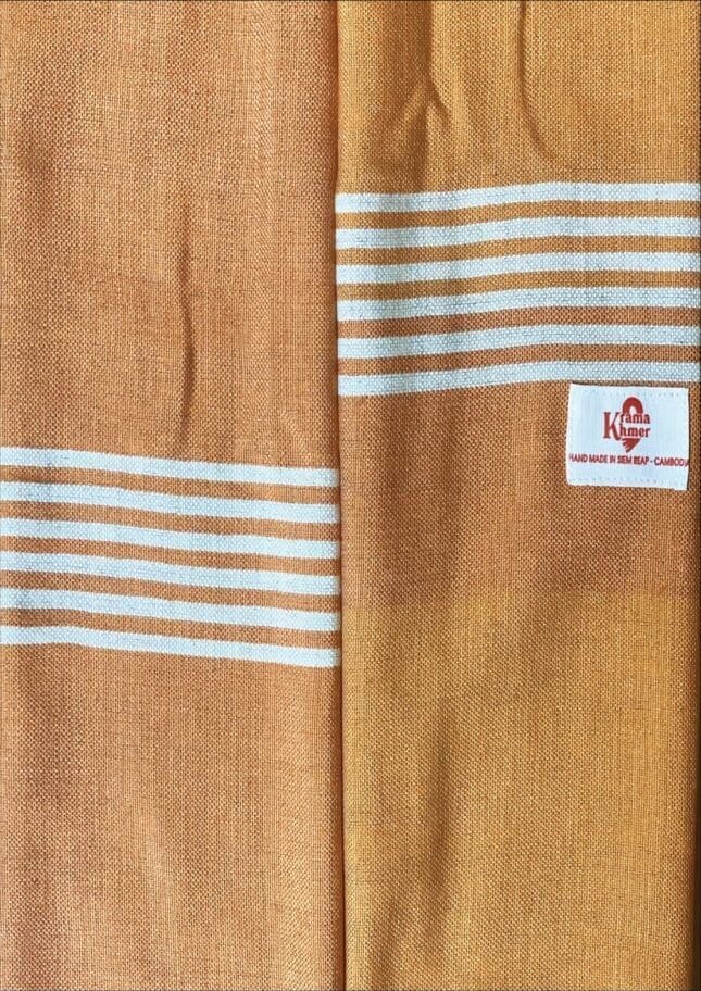 Schal Krama Baumwolle aus Kambodscha Tukrauch orange und weiss 55x180 cm – Bild 3