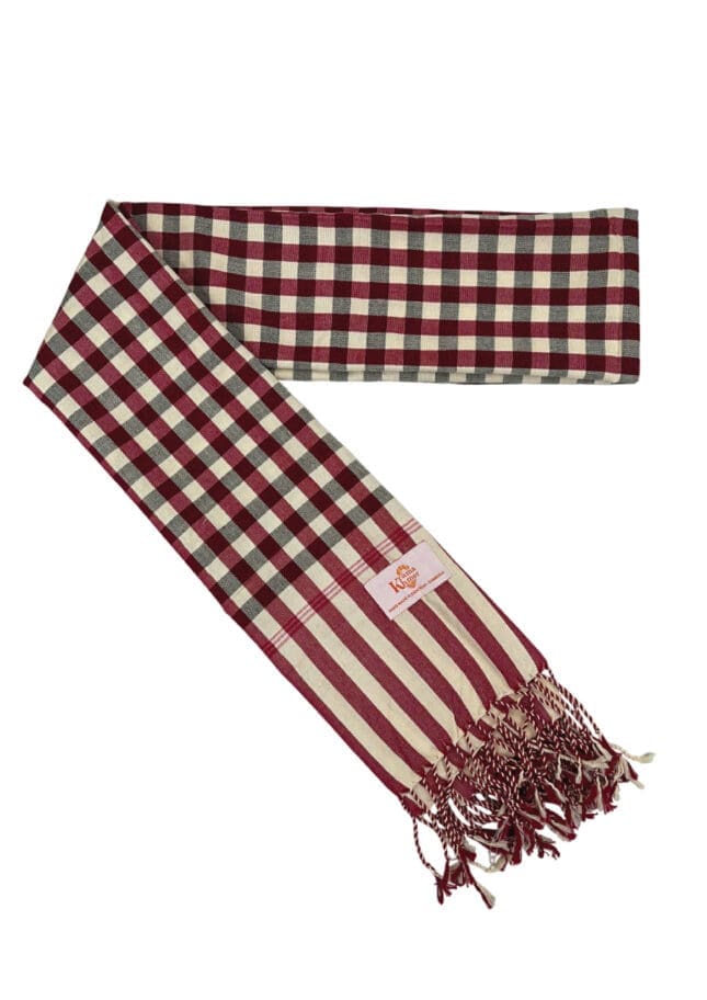 Echarpe foulard coton Krama du Cambodge Monoromrouge noir et blanc XL 48x200 cm