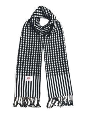 Echarpe foulard coton Krama du Cambodge Soben noir et blanc