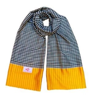 Echarpe foulard coton Krama du Cambodge en soie et coton Krama jaune et noir